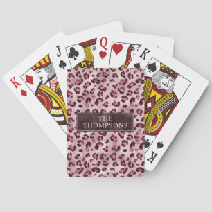 Rosa Leoparden-Tierdruck mit falscher Folie und Na Spielkarten