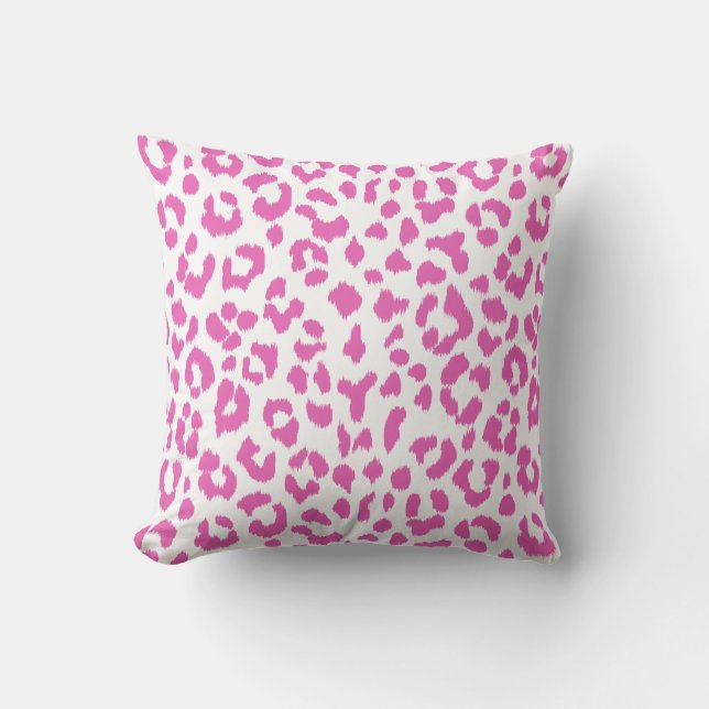 Rosa Leopardendruck mit Monogramm Kissen (Vorderseite)