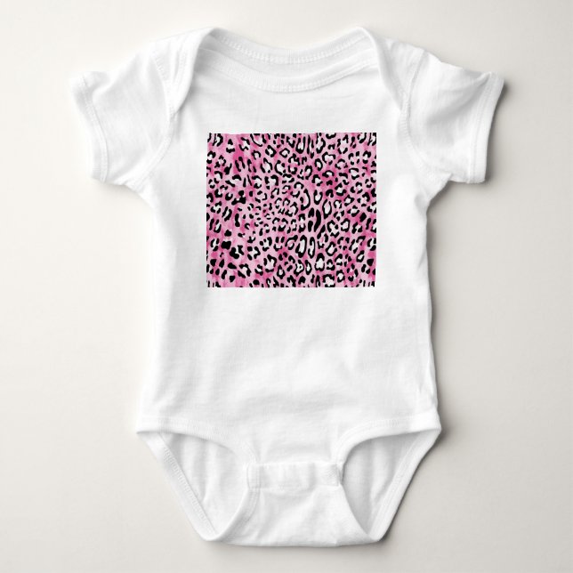 Rosa Leopardenmuster. Baby Strampler (Vorderseite)