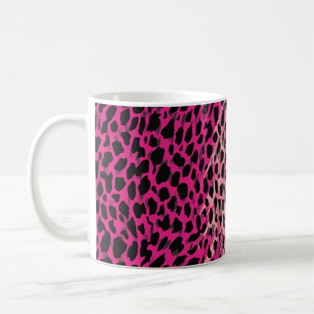 Rosa Leopardenmuster Textilfabricanimal, Backgrob Kaffeetasse (Links)