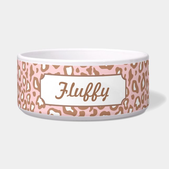 Rosa Leopardenname Katze Pet Food Water Bowl Napf (Vorderseite)