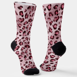 Rosa Leopardenprint Künstlerischer Wildkatzenfellt Socken
