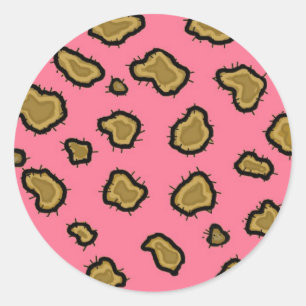 Rosa Leopardenprint Runder Aufkleber