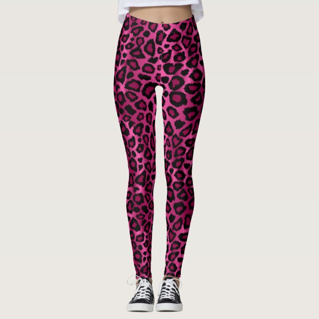 Rosa Leopardin Leggings (Vorderseite)