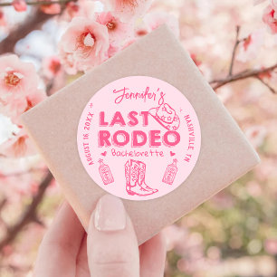 Rosa Letzter Rodeo-Cowgirl-Junggesellinnenabschied Runder Aufkleber