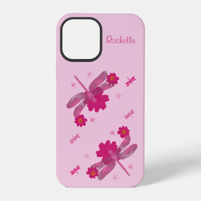 Rosa Libellen iPhone 12 Pro Hülle (Rückseite)