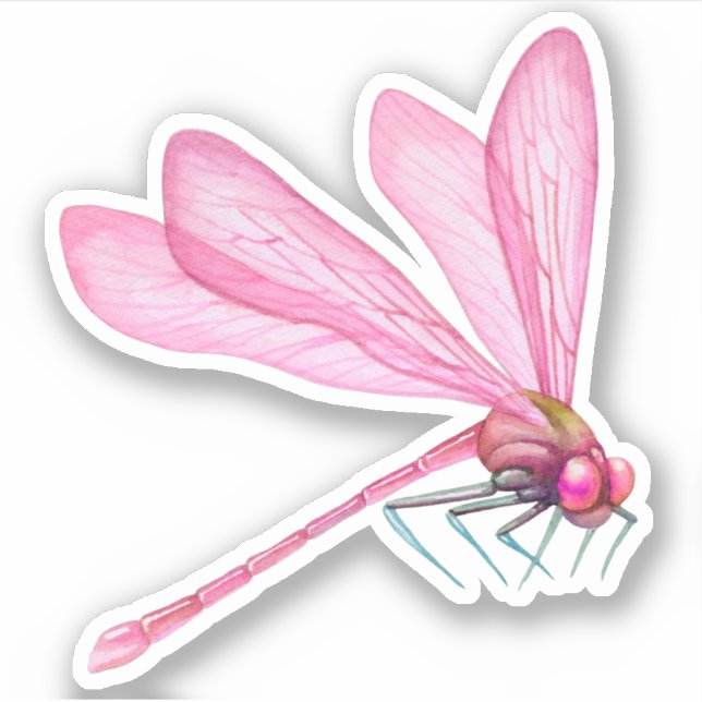 Rosa Libellen-Sticker Aufkleber (Vorderseite)
