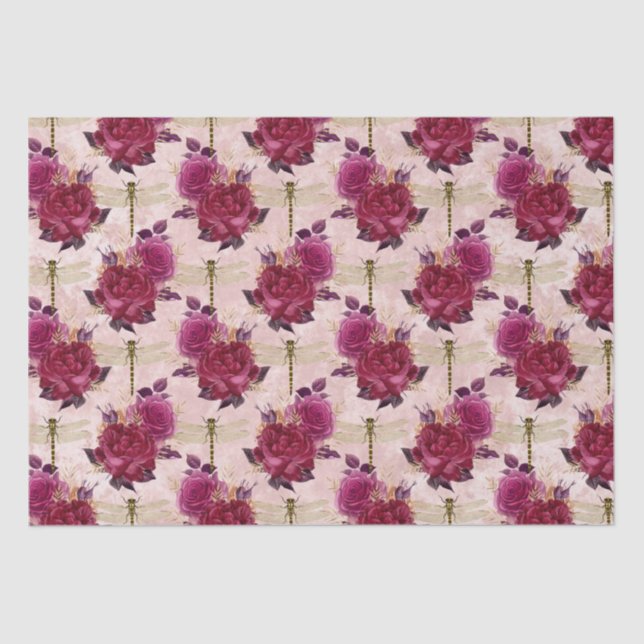 Rosa Libellen und Rose Seidenpapier (Vorderseite)