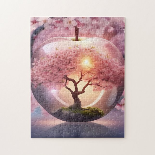 Rosa lichtdurchlässiger Apfelwein mit Apfelbaum-Sz (Vertikal)