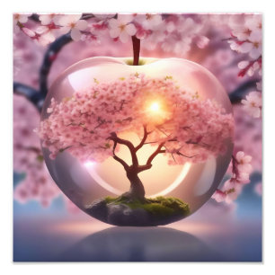Rosa lichtdurchlässiger Apfelwein mit Apfelbaum-Sz Fotodruck