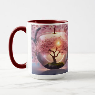 Rosa lichtdurchlässiger Apfelwein mit Apfelbaum-Sz Tasse