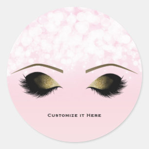 Rosa Lichter Glamour Gold Make-up Wimpern Funkeln Runder Aufkleber