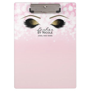 Rosa Lichter Golden Make-up Augen Wimpern Personal Klemmbrett