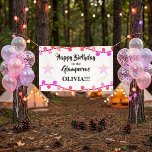Rosa Lichterkette Glamporous Alles Gute zum Geburt Banner