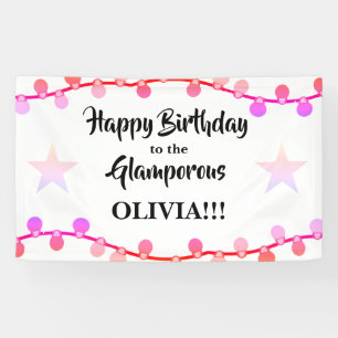 Rosa Lichterkette Glamporous Alles Gute zum Geburt Banner