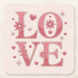 Rosa LIEBE Blume Herz Untersetzer Set