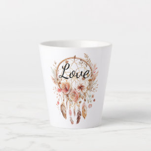 Rosa Liebe Boho Blumen Feathers Dream Catcher Milchtasse
