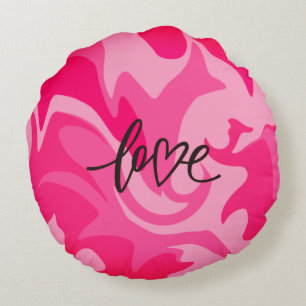 Rosa Liebe Camouflage Print Round Throw Kissen