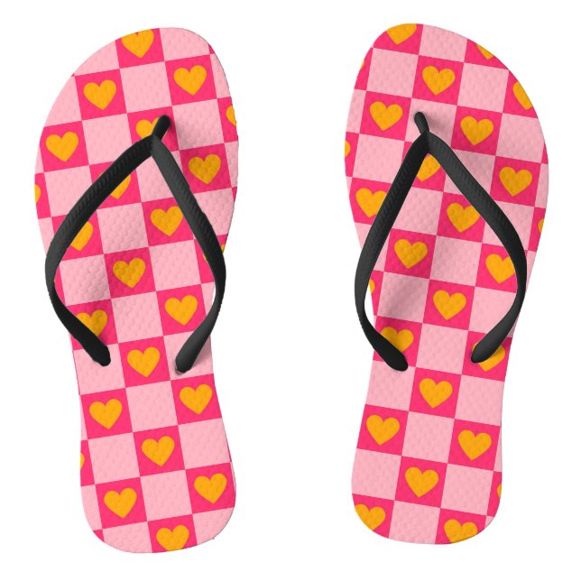 Rosa Liebe des roten Gelbherzes Y2K Muster überprü Flip Flops (Fußbett)