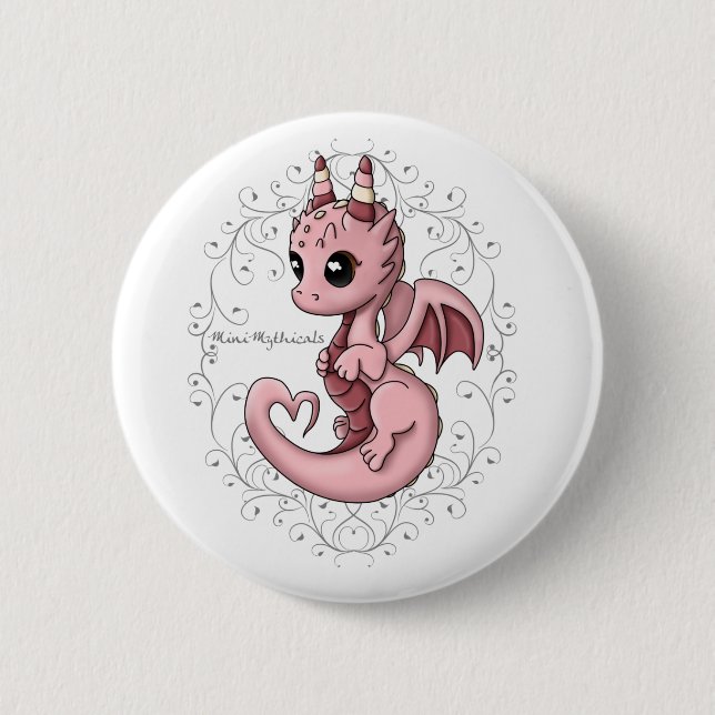 Rosa Liebe-Drache-Knopf-Button Button (Vorderseite)