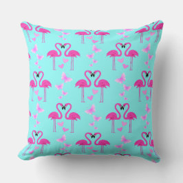 Rosa Liebe Flamingos in Cyan Kissen