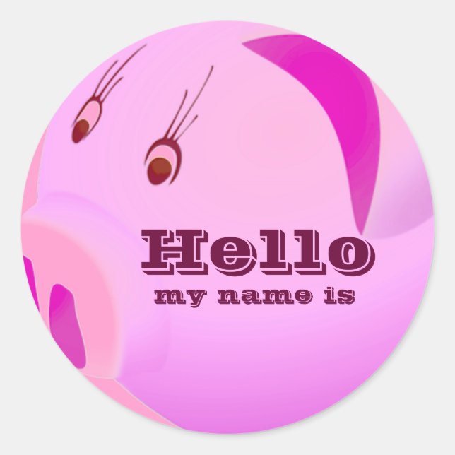 Rosa Liebe, Hallo, mein Name ist.._ Runder Aufkleber (Vorderseite)