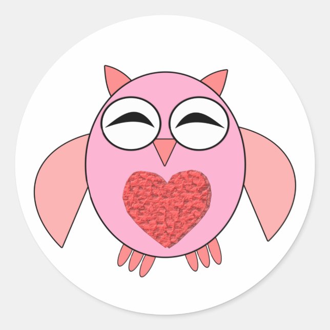 Rosa Liebe Heart Owl Stickers (Vorderseite)