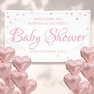 Rosa Liebe Herz Babydusche / Sprinkle Begrüßung Banner