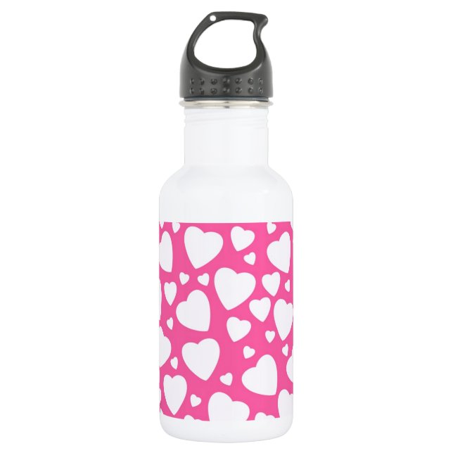 Rosa Liebe Herz Edelstahlflasche (Vorderseite)