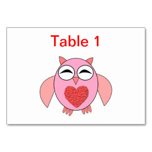 Rosa Liebe Herz Owl Anpassbare Tablette Tischnummer