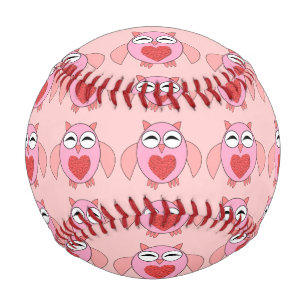 Rosa Liebe Herz Owl Baseball