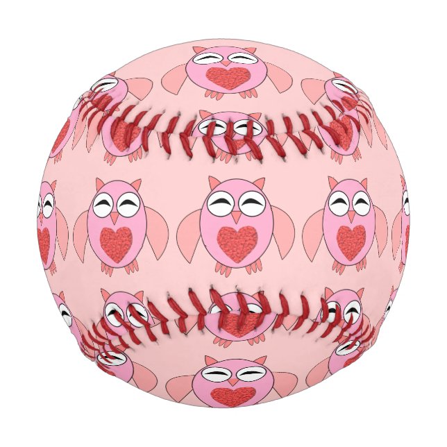 Rosa Liebe Herz Owl Baseball (Vorderseite)