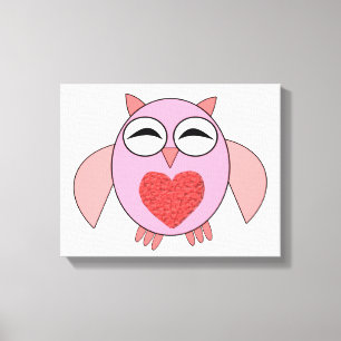 Rosa Liebe Herz Owl Canvas Print Leinwanddruck