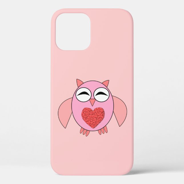 Rosa Liebe Herz Owl iPhone Case (Rückseite)
