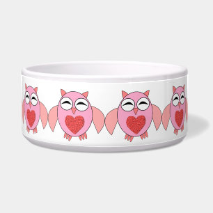 Rosa Liebe Herz Owl Pet Bowl Napf