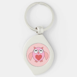 Rosa Liebe Herz Owl Schlüsselanhänger