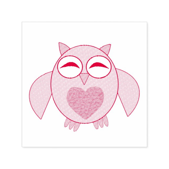Rosa Liebe Herz Owl Self Ink Briefmarke Permastempel (Design)