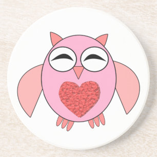 Rosa Liebe Herz Owl Untersetzer