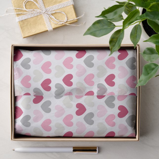 Rosa Liebe Herz Romantische Moderne Giro Seidenpapier (Geschenk)