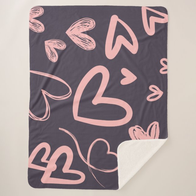 Rosa Liebe Herzlich Valentinstag Niedlich Gemütlic Sherpadecke (Vorderseite)
