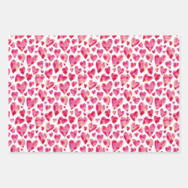 Rosa Liebe Herzmuster Geschenkpapier Set