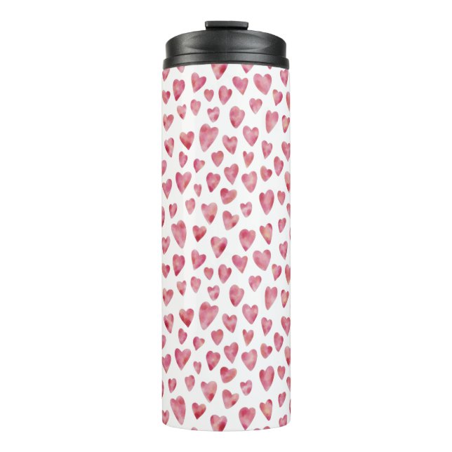 Rosa Liebe Herzmuster Thermosbecher (Vorderseite)