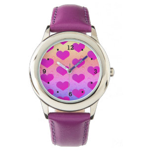 Rosa Liebe Herzrasenwache Armbanduhr