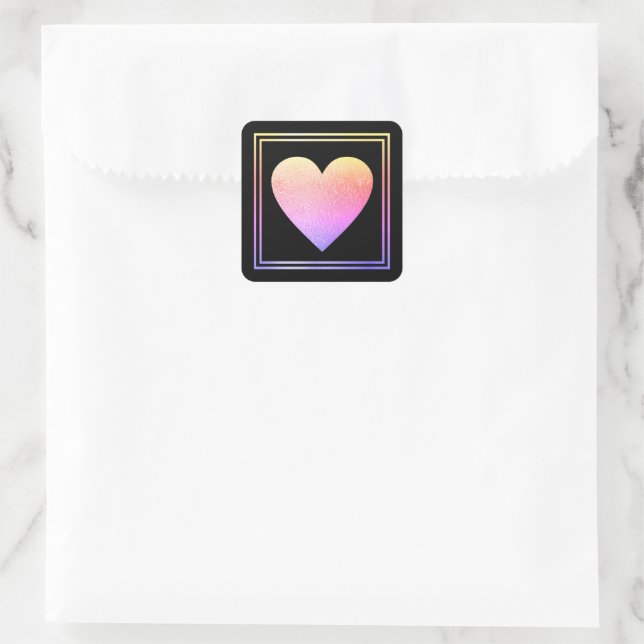 Rosa Liebe Herzromantische Hochzeit Quadratischer Aufkleber (Tasche)