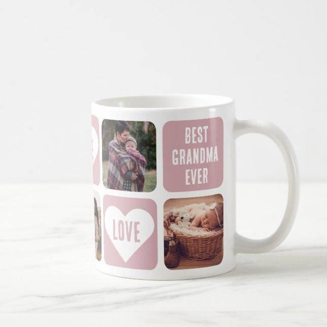 Rosa Liebe Herzstück Foto Bestes Grandma je Tasse (Rechts)