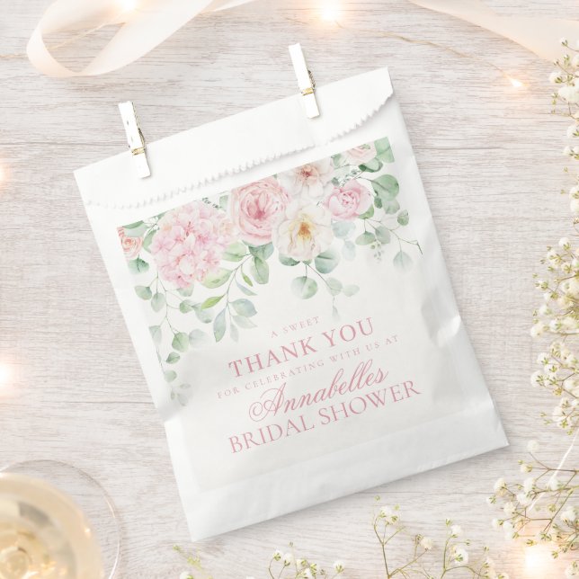 Rosa Liebe in Blumen Hydrangea Bridal Dessert Geschenktütchen (Ausgeschnitten)