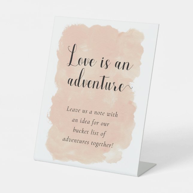 Rosa Liebe ist eine Adventure-Bucket-Hochzeit Sockelschild (Vorderseite)