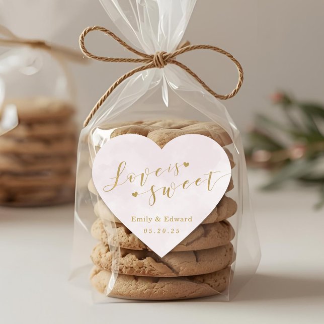 Rosa Liebe ist süße Gastgeschenk Hochzeit Herz-Aufkleber (Von Creator hochgeladen)