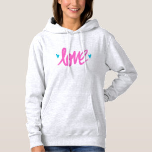 Rosa Liebe mit Aquamarinen Herzen Hoodie