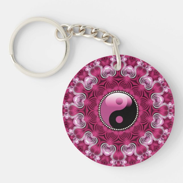 Rosa Liebe Neualter YinYang Geometric Schlüsselanhänger (Vorderseite)
